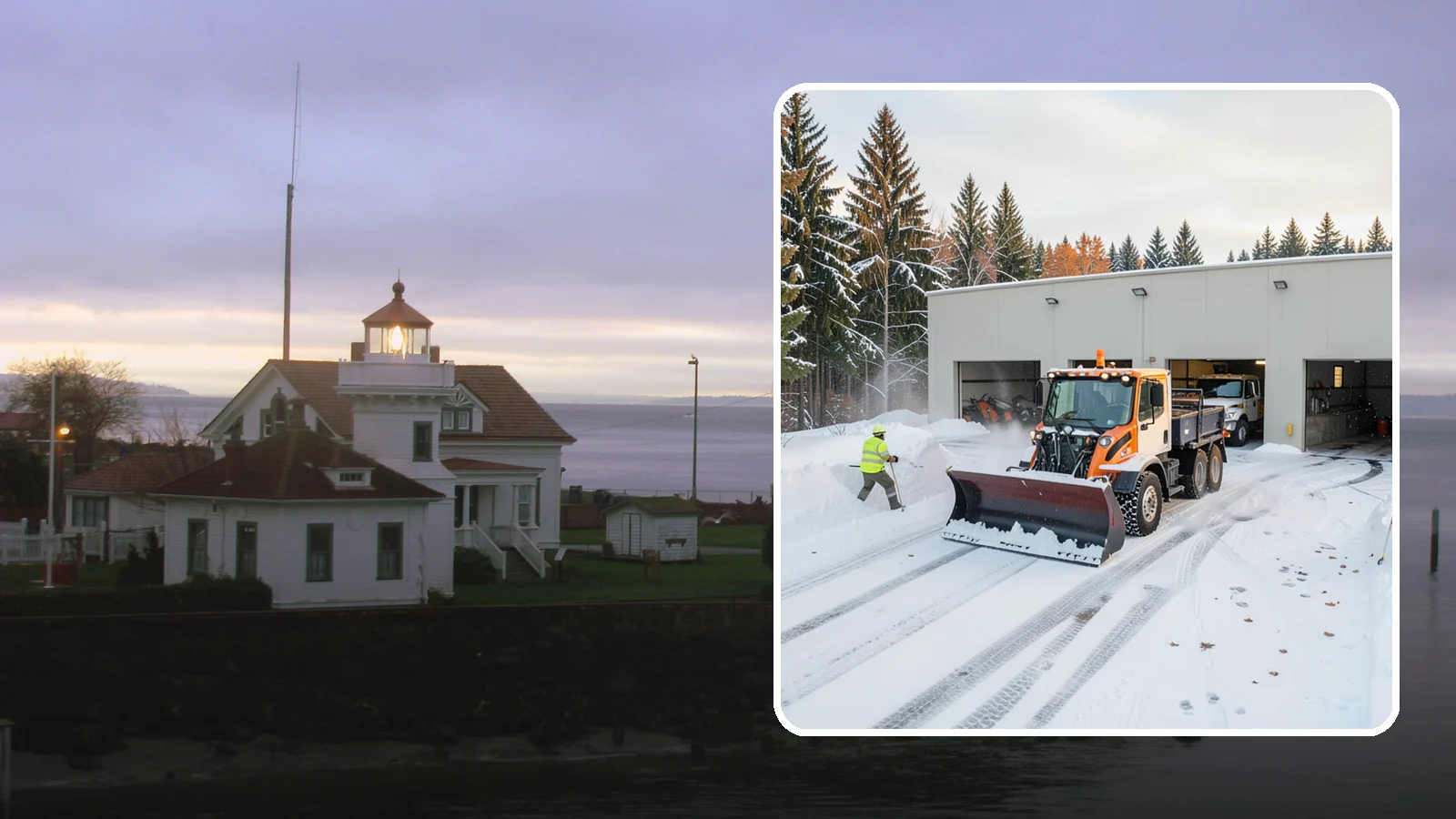 Warehouse Snow Plowing in Mukilteo, Snohomish County, WA - We plow warehouse lots, loading docks, and trailer yards so trucks dock and depart without weather delays.