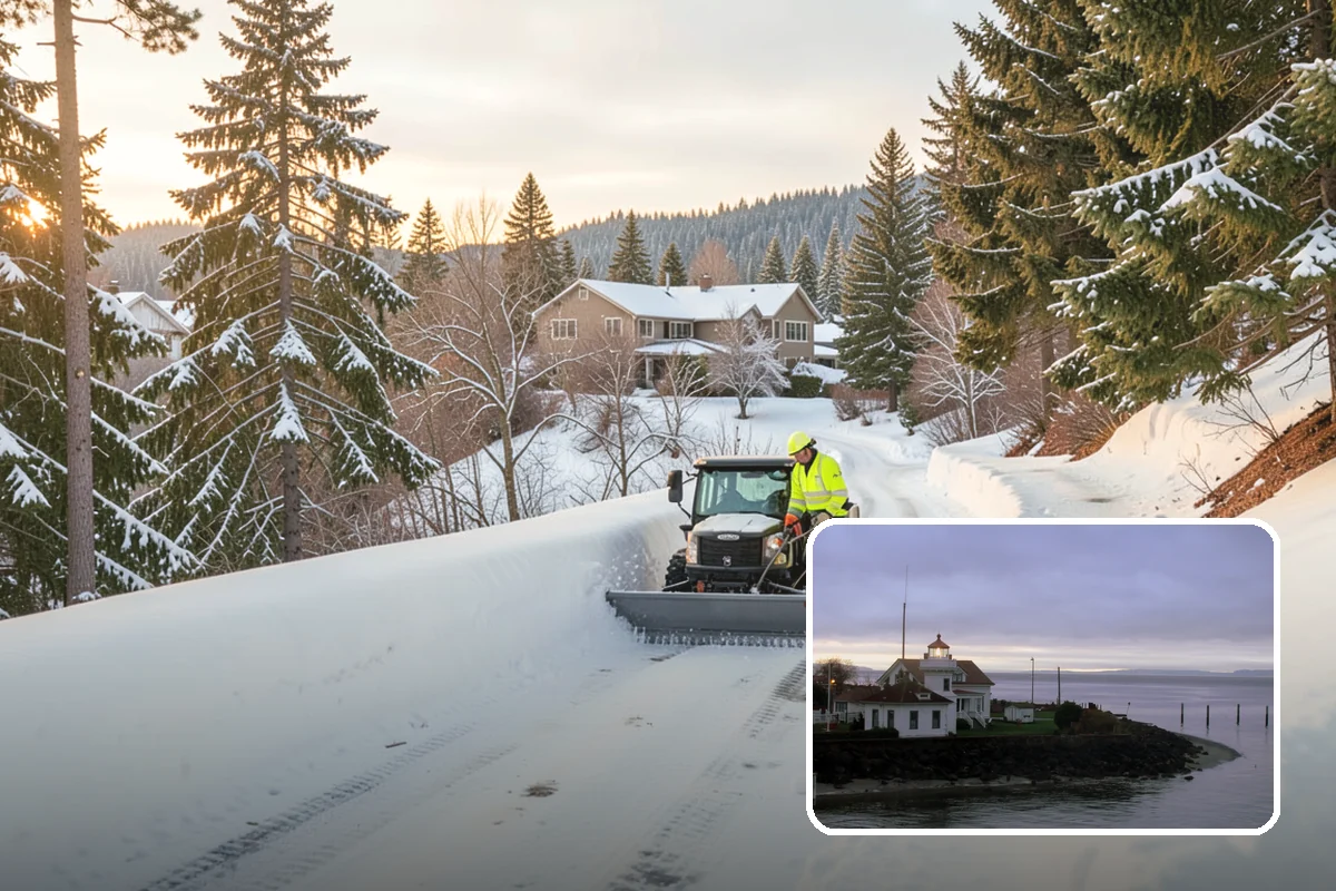 Warehouse Snow Plowing in Mukilteo, Snohomish County, WA - Trailer yards and dock aprons cleared for continuous freight flow