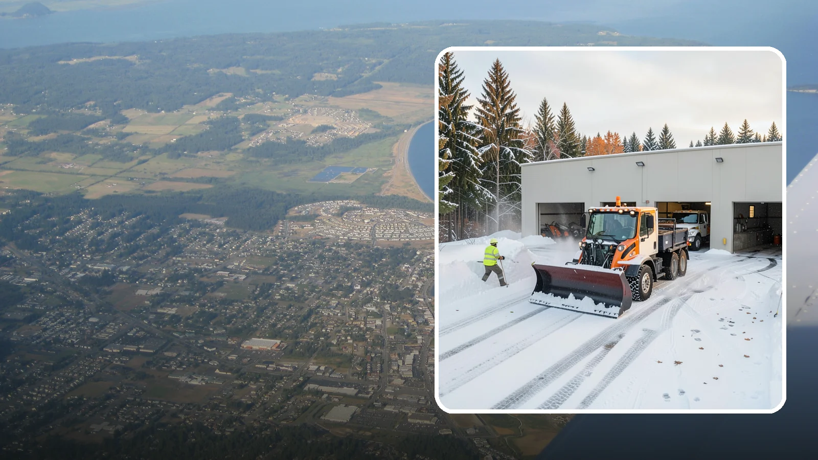 Warehouse Snow Plowing in Oak Harbor, Island County, WA - We plow warehouse lots, loading docks, and trailer yards so trucks dock and depart without weather delays.