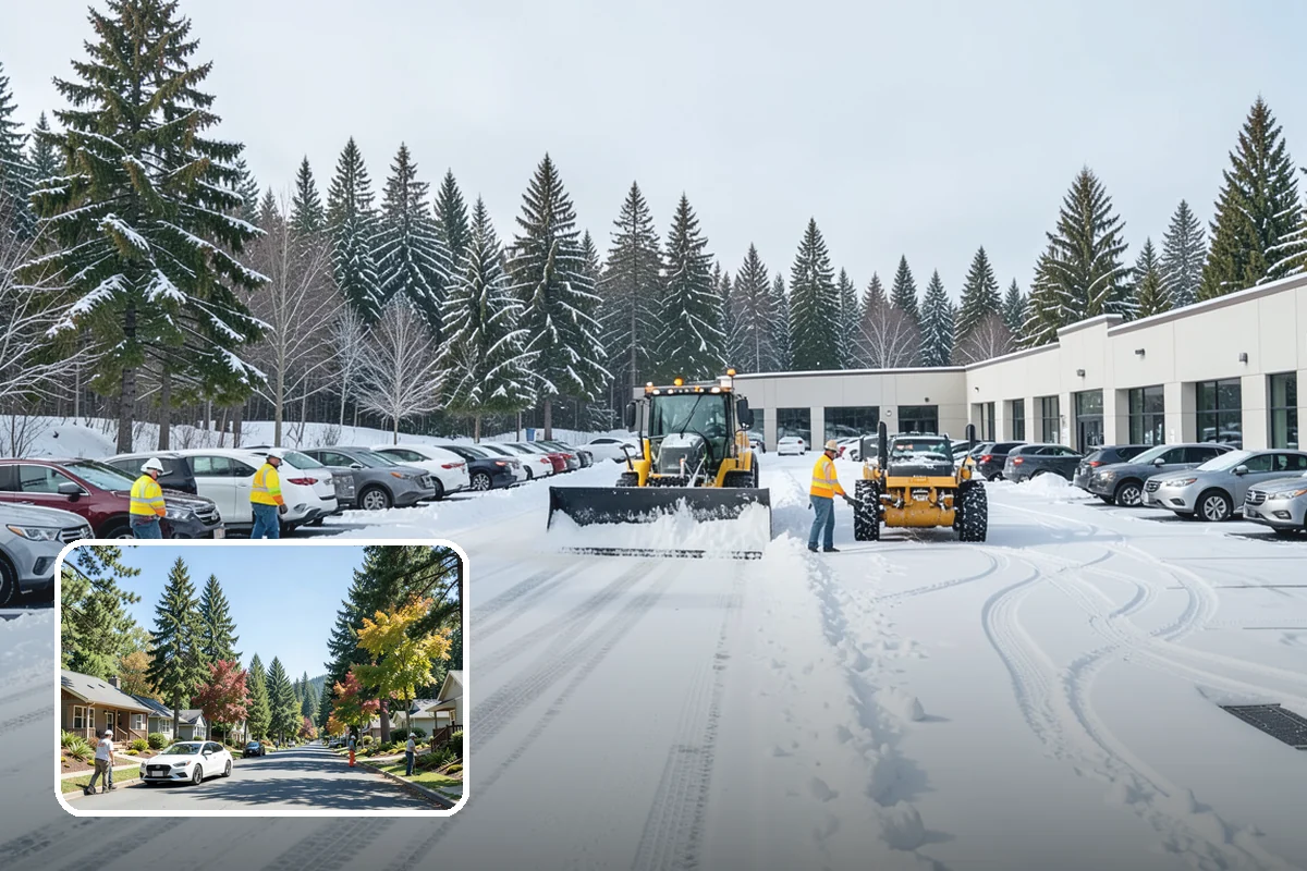 Warehouse Snow Plowing in Orting, Pierce County, WA - Trailer yards and dock aprons cleared for continuous freight flow