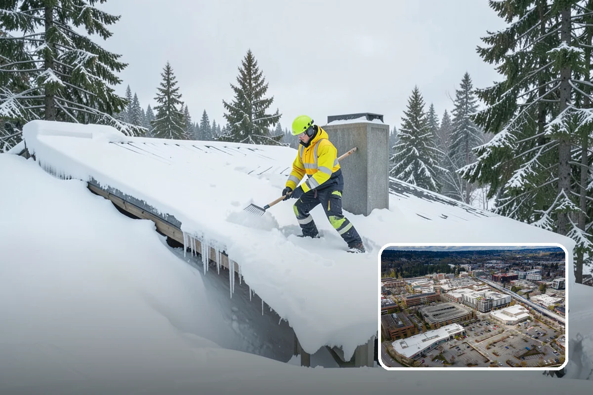 Warehouse Snow Plowing in Redmond, King County, WA - Trailer yards and dock aprons cleared for continuous freight flow