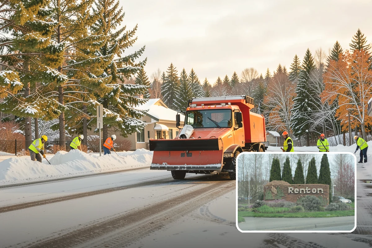 Warehouse Snow Plowing in Renton, King County, WA - Trailer yards and dock aprons cleared for continuous freight flow