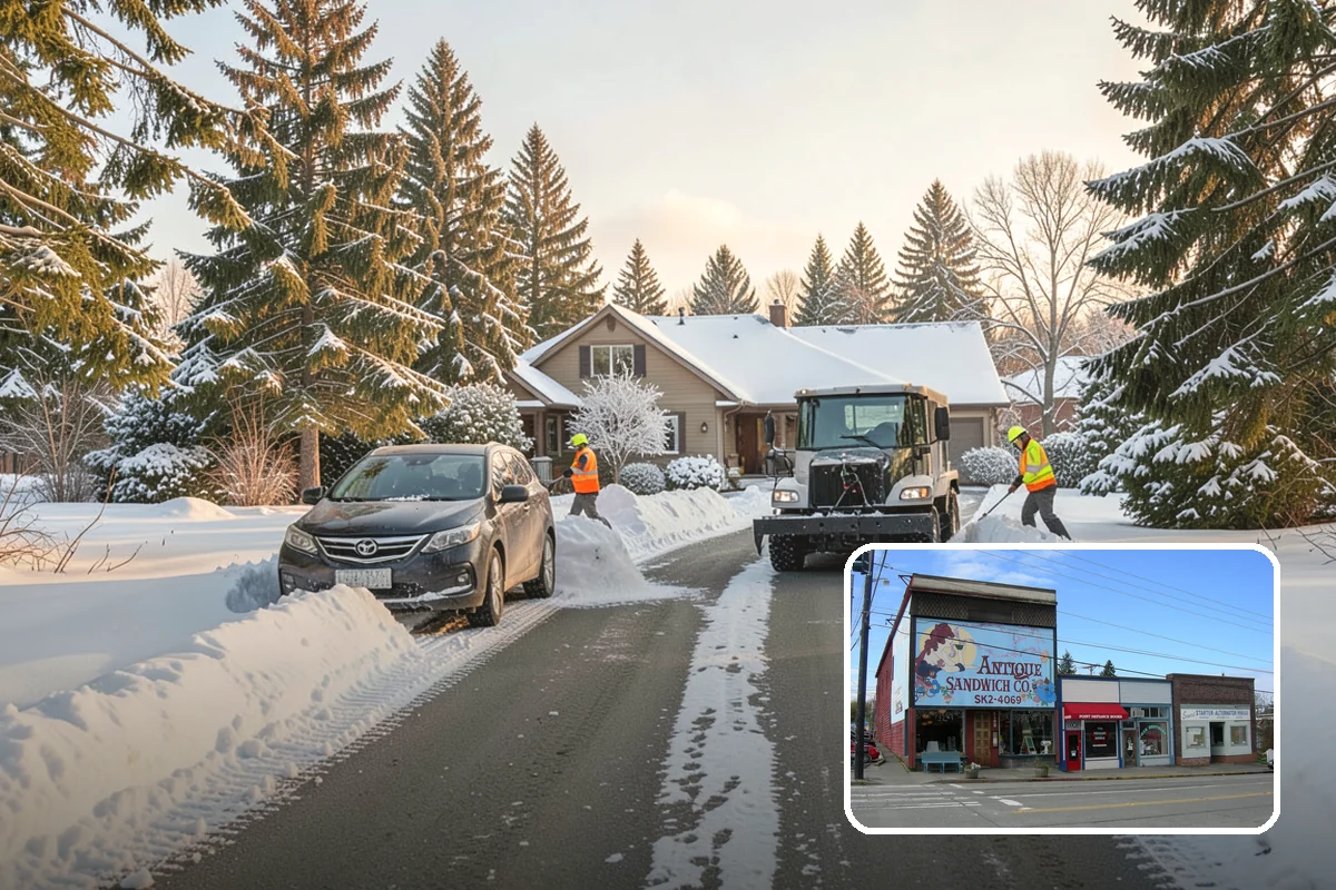 Warehouse Snow Plowing in Ruston, Pierce County, WA - Trailer yards and dock aprons cleared for continuous freight flow