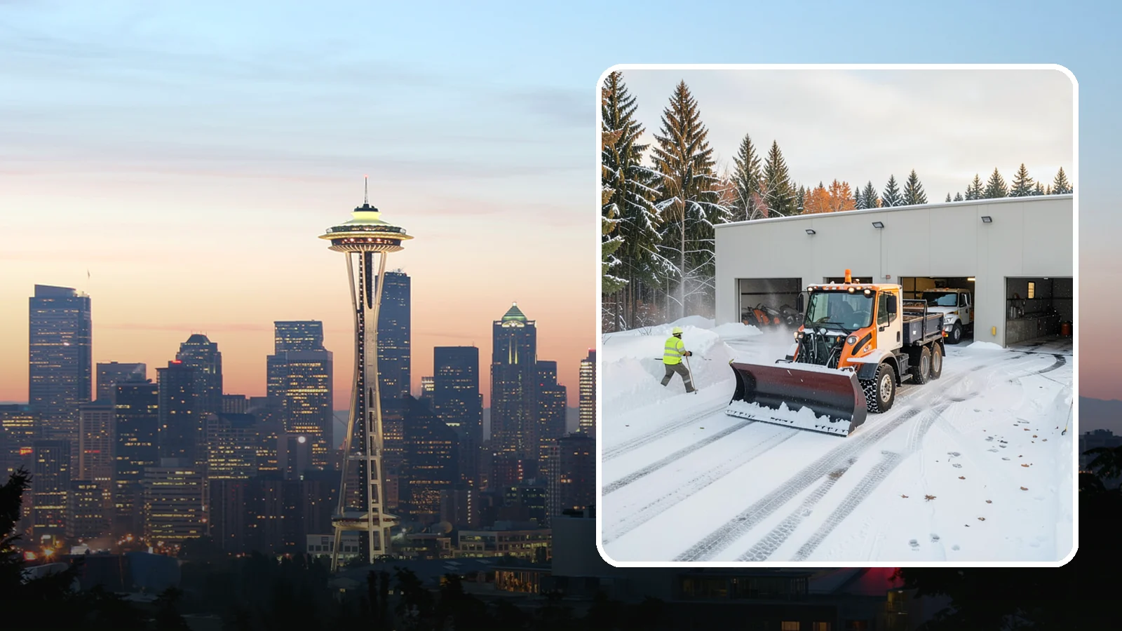 Warehouse Snow Plowing in Seattle, King County, WA - We plow warehouse lots, loading docks, and trailer yards so trucks dock and depart without weather delays.