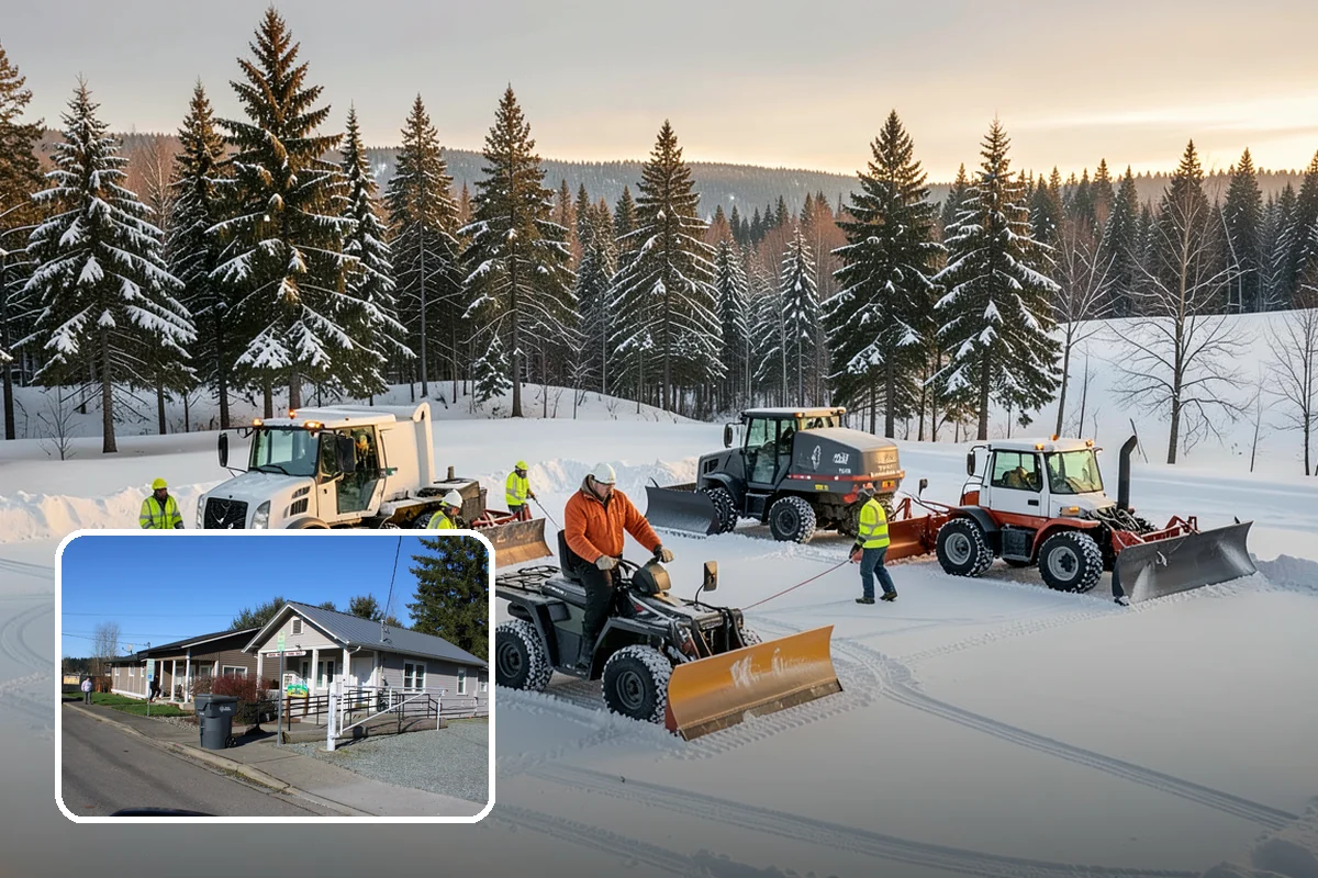 Warehouse Snow Plowing in South Prairie, Pierce County, WA - Trailer yards and dock aprons cleared for continuous freight flow