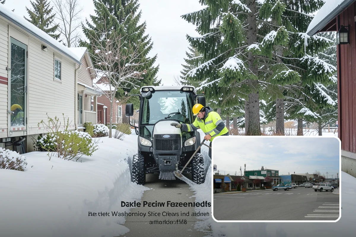 Warehouse Snow Plowing in Stanwood, Snohomish County, WA - Trailer yards and dock aprons cleared for continuous freight flow