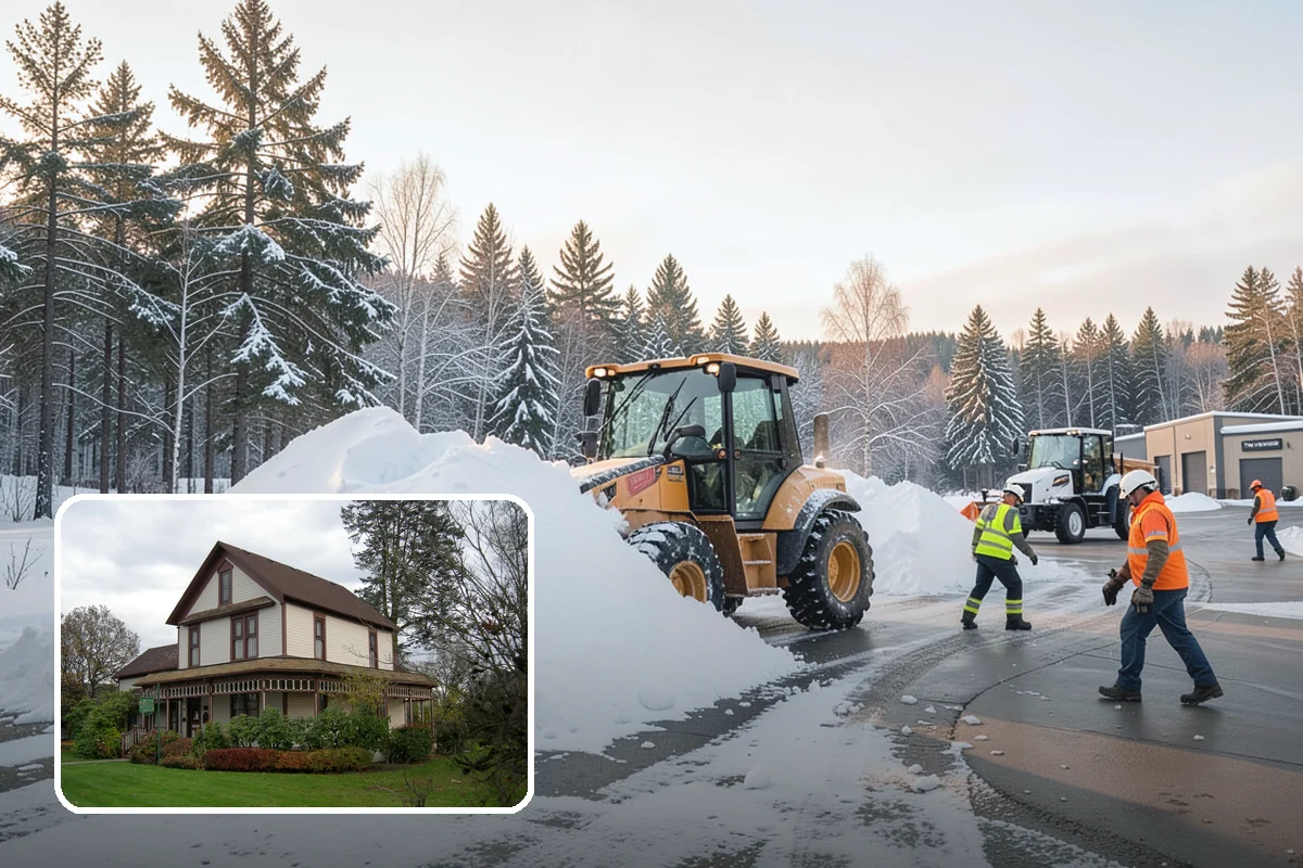 Warehouse Snow Plowing in Sumner, Pierce County, WA - Trailer yards and dock aprons cleared for continuous freight flow