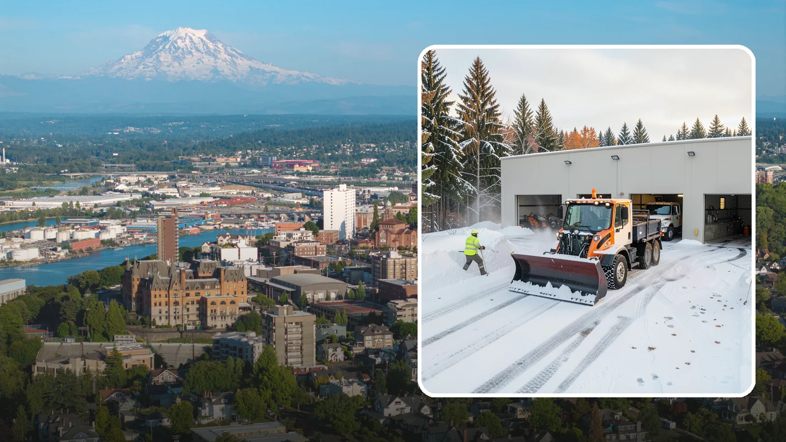 Warehouse Snow Plowing in Tacoma, Pierce County, WA - We plow warehouse lots, loading docks, and trailer yards so trucks dock and depart without weather delays.