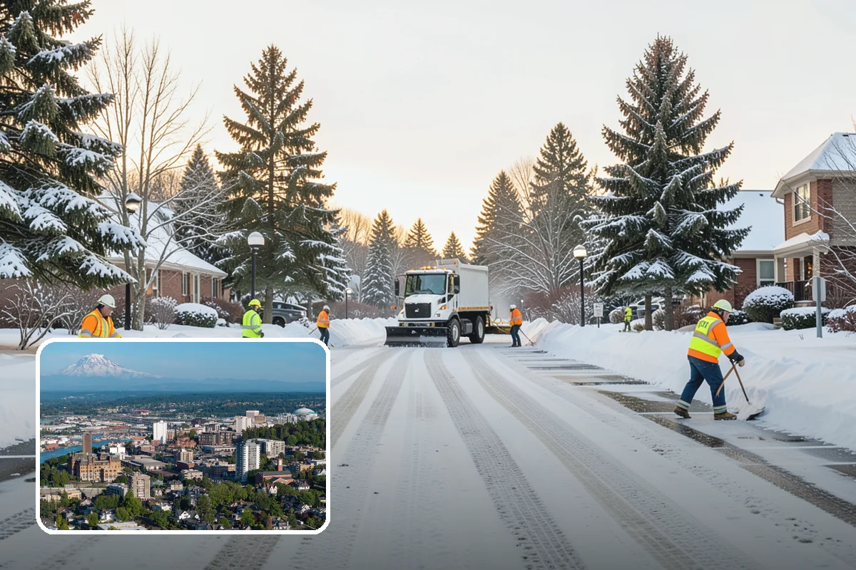 Warehouse Snow Plowing in Tacoma, Pierce County, WA - Trailer yards and dock aprons cleared for continuous freight flow