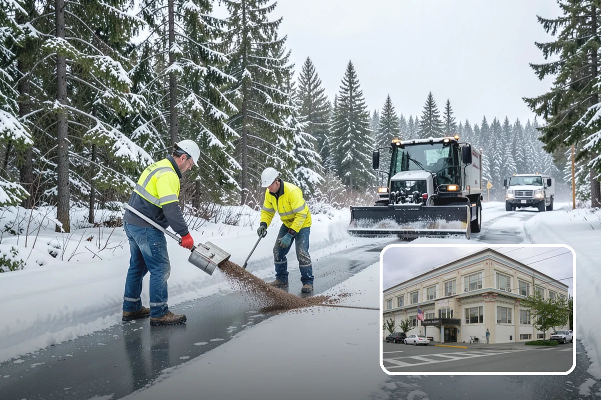 Warehouse Snow Removal in Anacortes, Skagit County, WA - Open dock doors and trailer staging areas