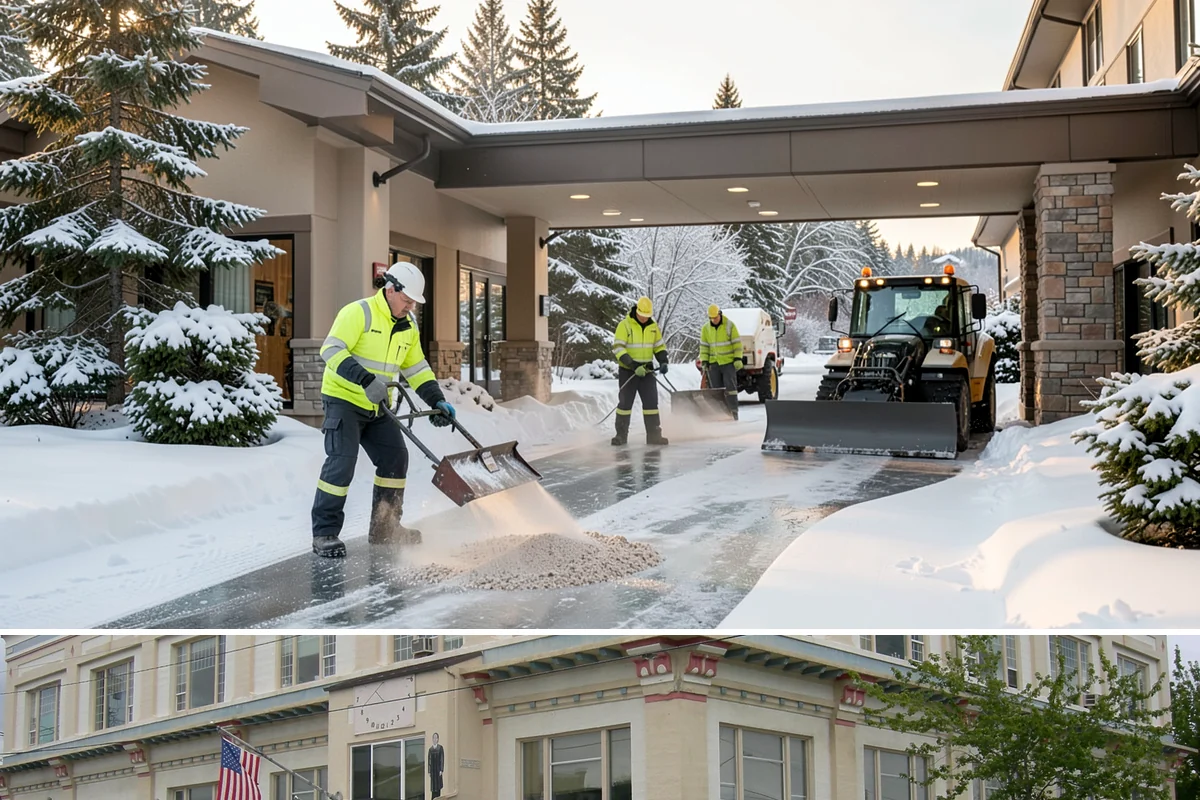 Warehouse Snow Removal in Anacortes, Skagit County, WA - Warehouses face peak risk during December and January cold snaps when wet snow compacts quickly under continuous trailer traffic.