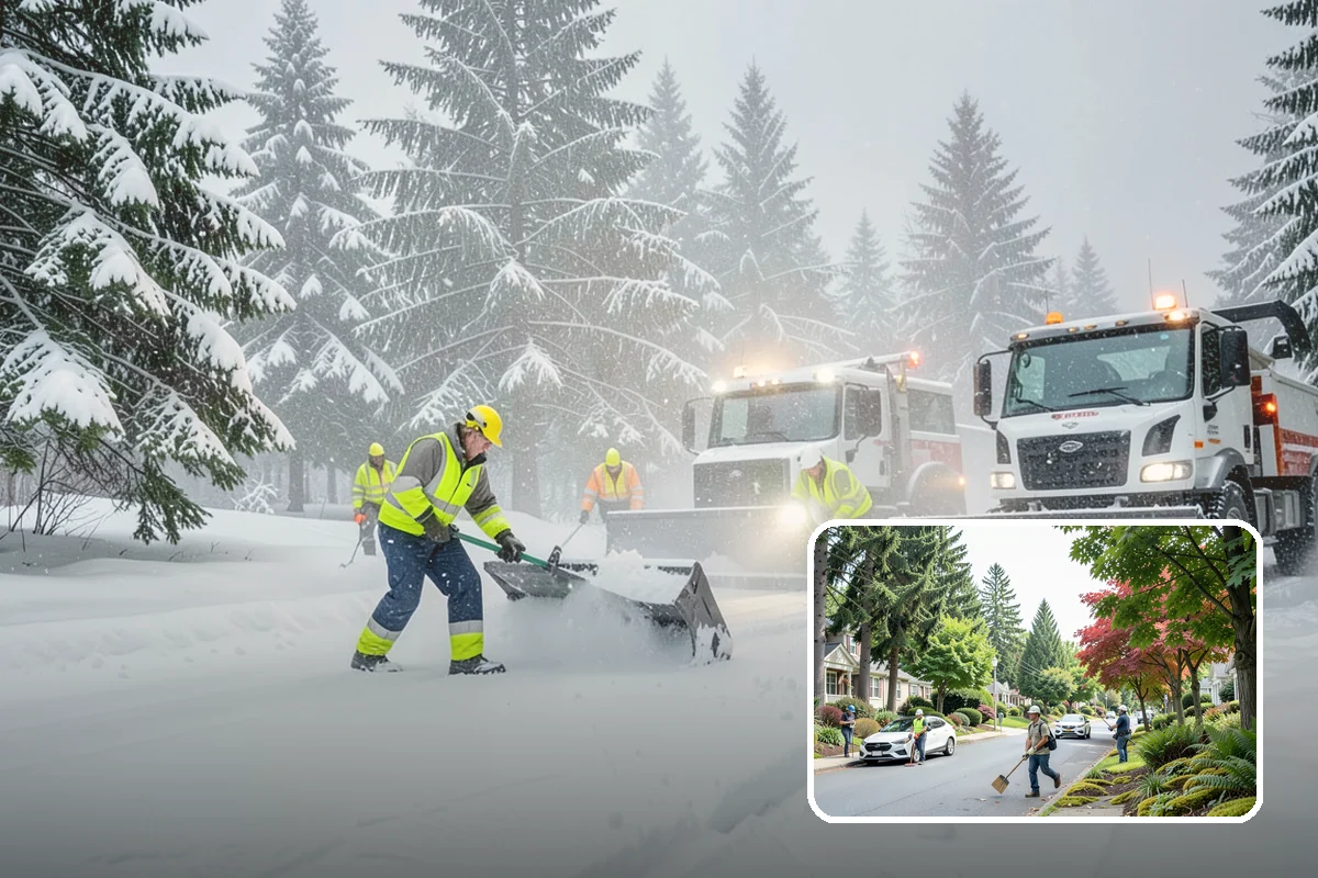Warehouse Snow Removal in Beaux Arts Village, King County, WA - Open dock doors and trailer staging areas