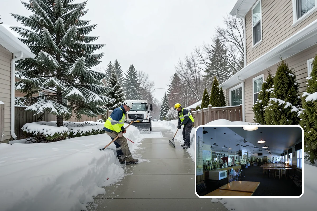 Warehouse Snow Removal in Black Diamond, King County, WA - Open dock doors and trailer staging areas
