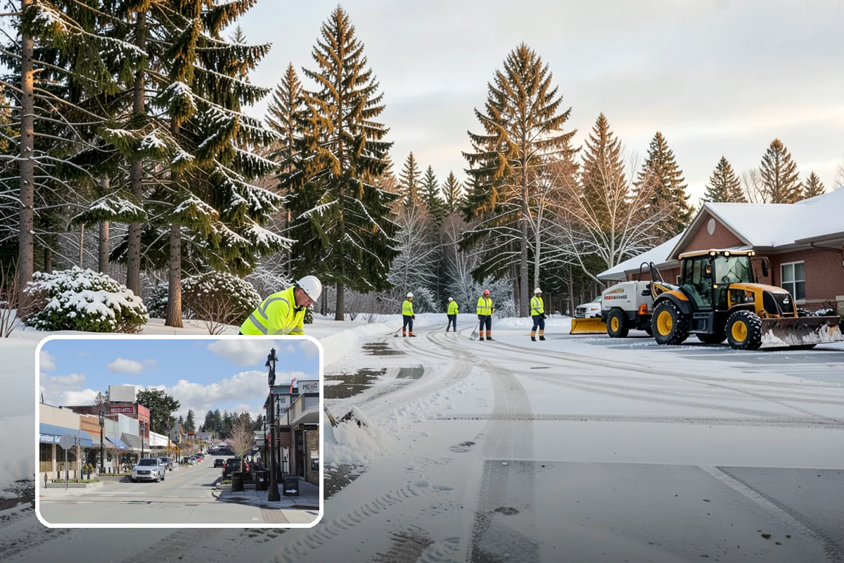 Warehouse Snow Removal in Bothell, King County, WA - Open dock doors and trailer staging areas