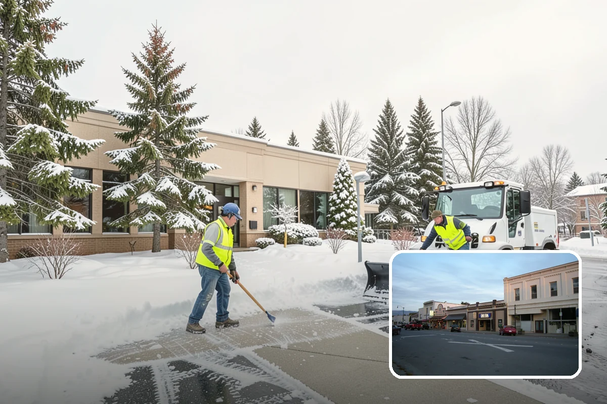 Warehouse Snow Removal in Burlington, Skagit County, WA - Open dock doors and trailer staging areas