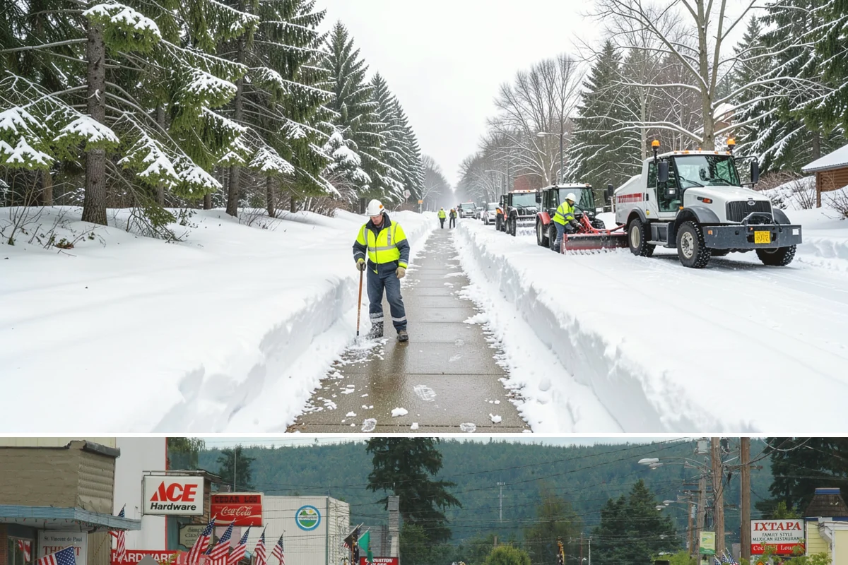 Warehouse Snow Removal in Carnation, King County, WA - Warehouses face peak risk during December and January cold snaps when wet snow compacts quickly under continuous trailer traffic.