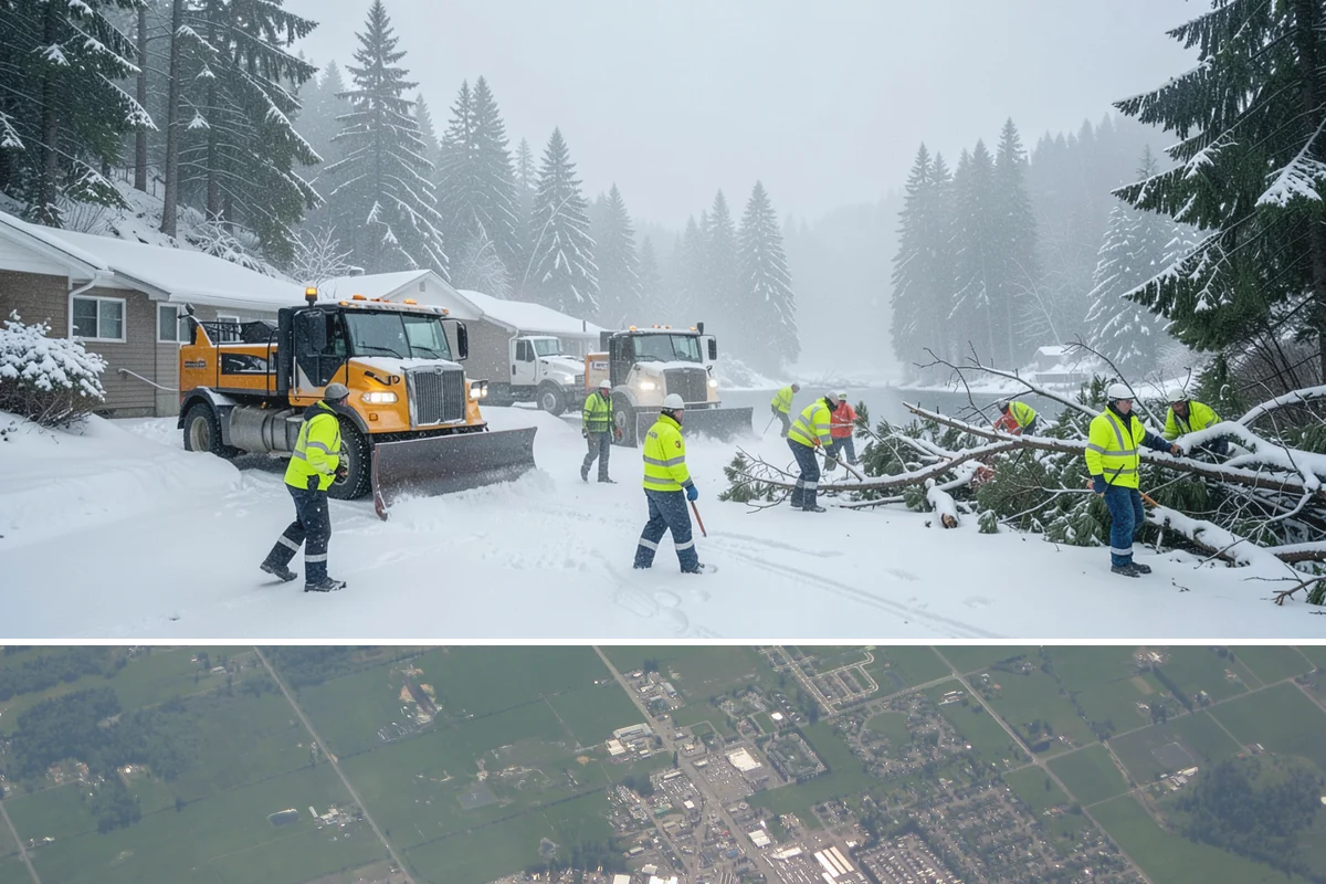 Warehouse Snow Removal in Enumclaw, King County, WA - Warehouses face peak risk during December and January cold snaps when wet snow compacts quickly under continuous trailer traffic.