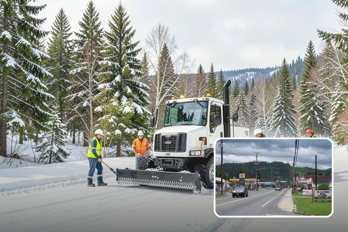 Warehouse Snow Removal in Granite Falls, Snohomish County, WA - Open dock doors and trailer staging areas