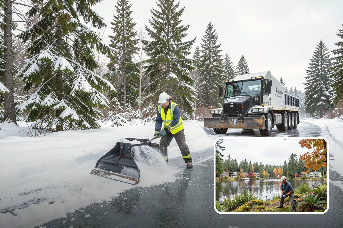 Warehouse Snow Removal in La Conner, Skagit County, WA - Open dock doors and trailer staging areas