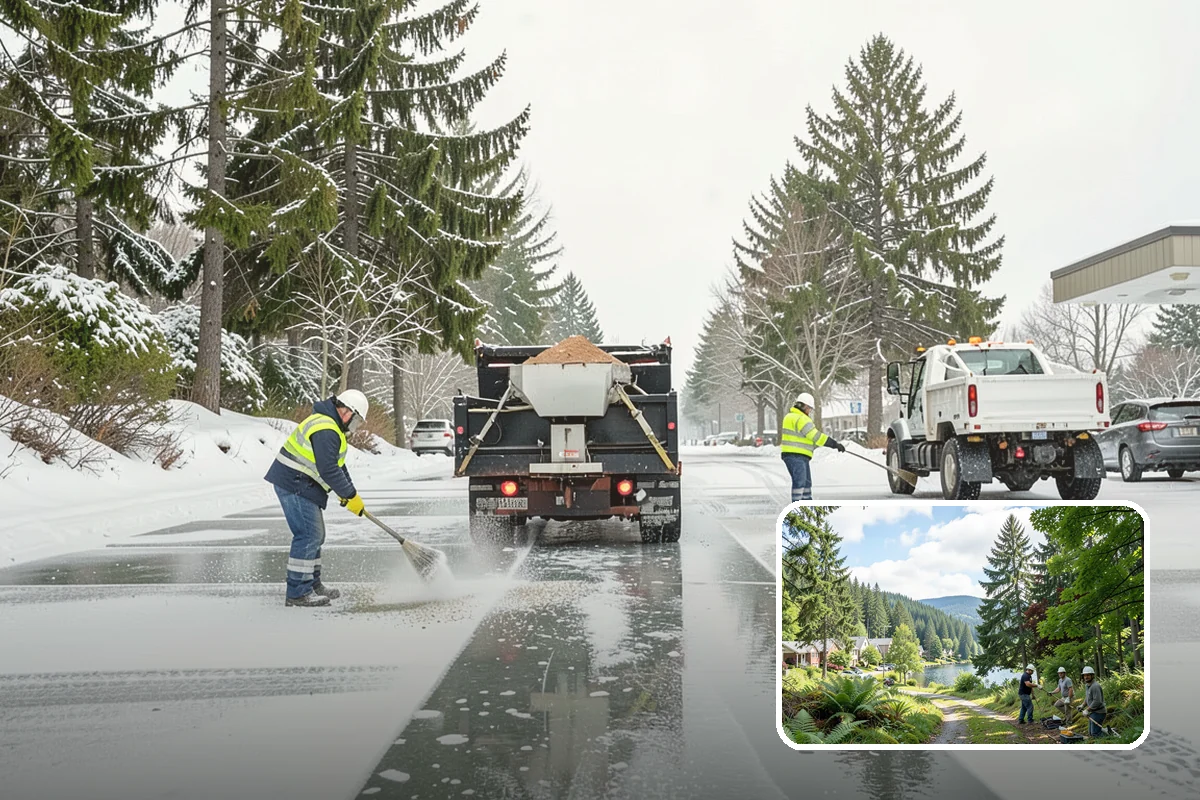 Warehouse Snow Removal in Lake Forest Park, King County, WA - Open dock doors and trailer staging areas