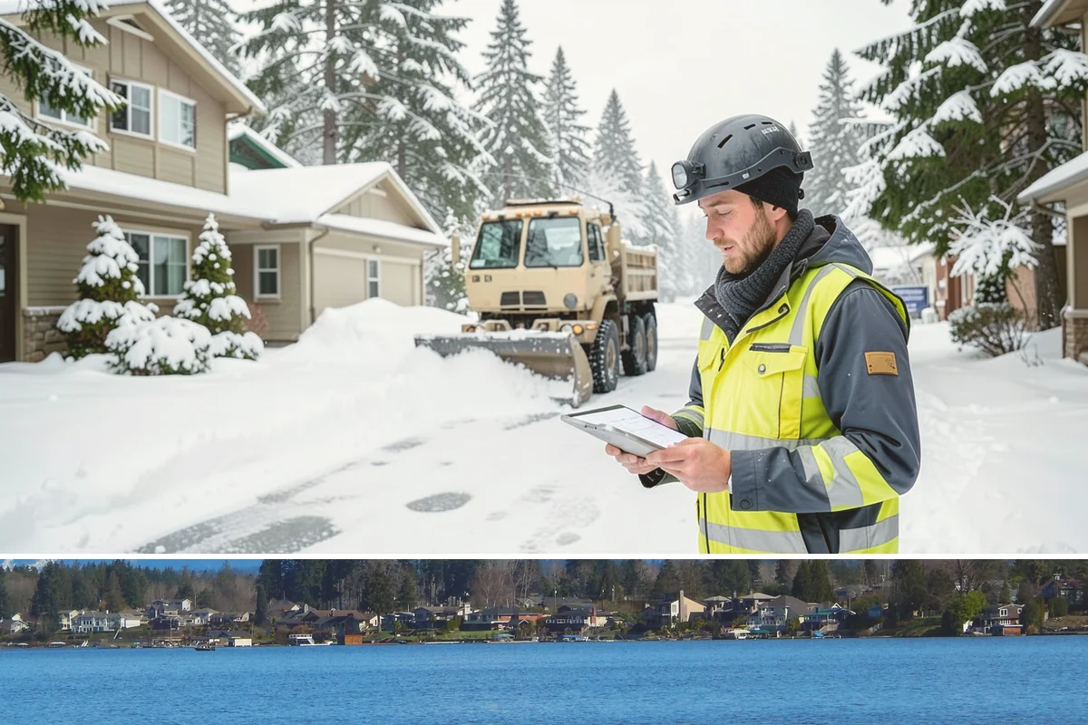 Warehouse Snow Removal in Lake Stevens, Snohomish County, WA - Warehouses face peak risk during December and January cold snaps when wet snow compacts quickly under continuous trailer traffic.