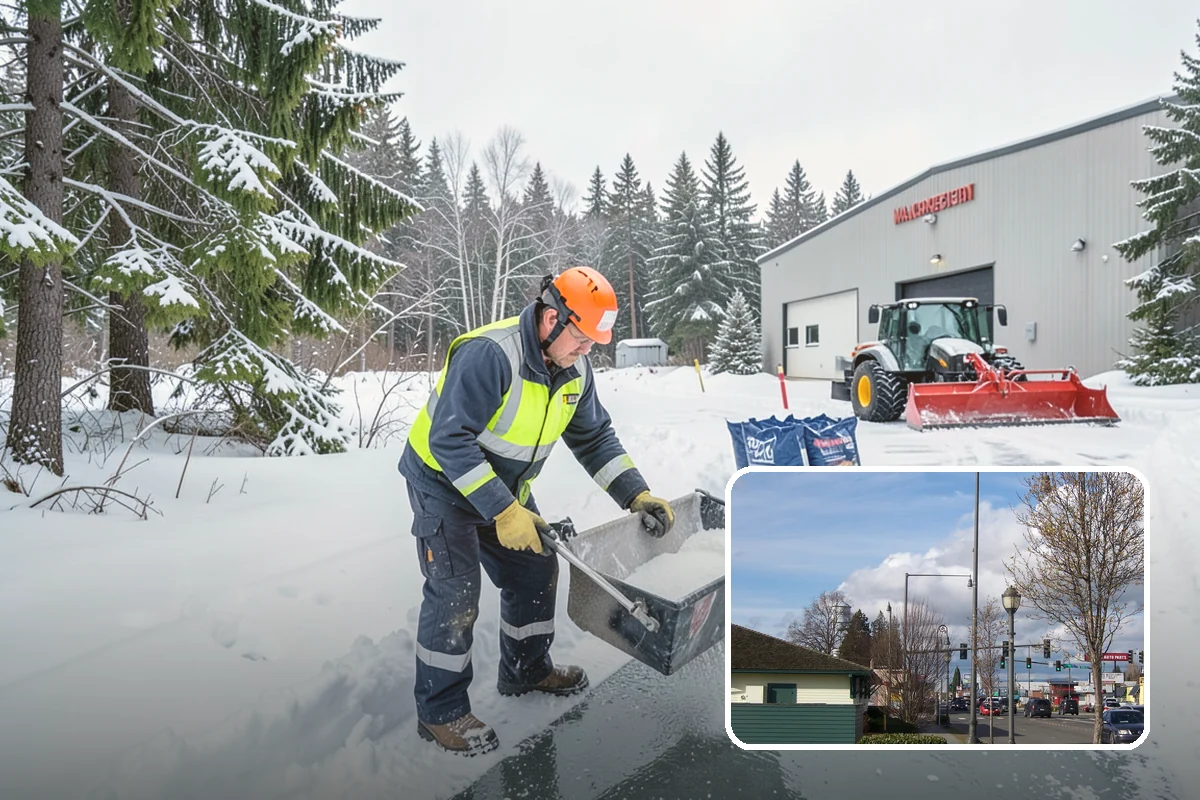 Warehouse Snow Removal in Marysville, Snohomish County, WA - Open dock doors and trailer staging areas