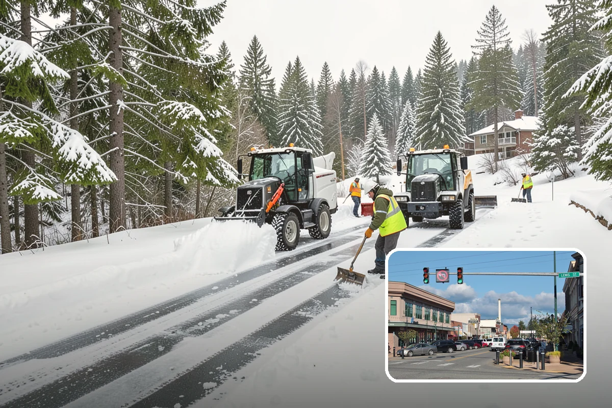 Warehouse Snow Removal in Monroe, Snohomish County, WA - Open dock doors and trailer staging areas