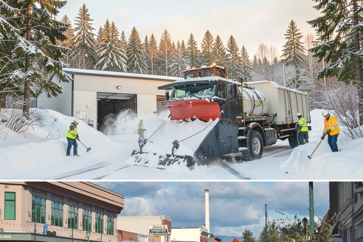 Warehouse Snow Removal in Monroe, Snohomish County, WA - Warehouses face peak risk during December and January cold snaps when wet snow compacts quickly under continuous trailer traffic.