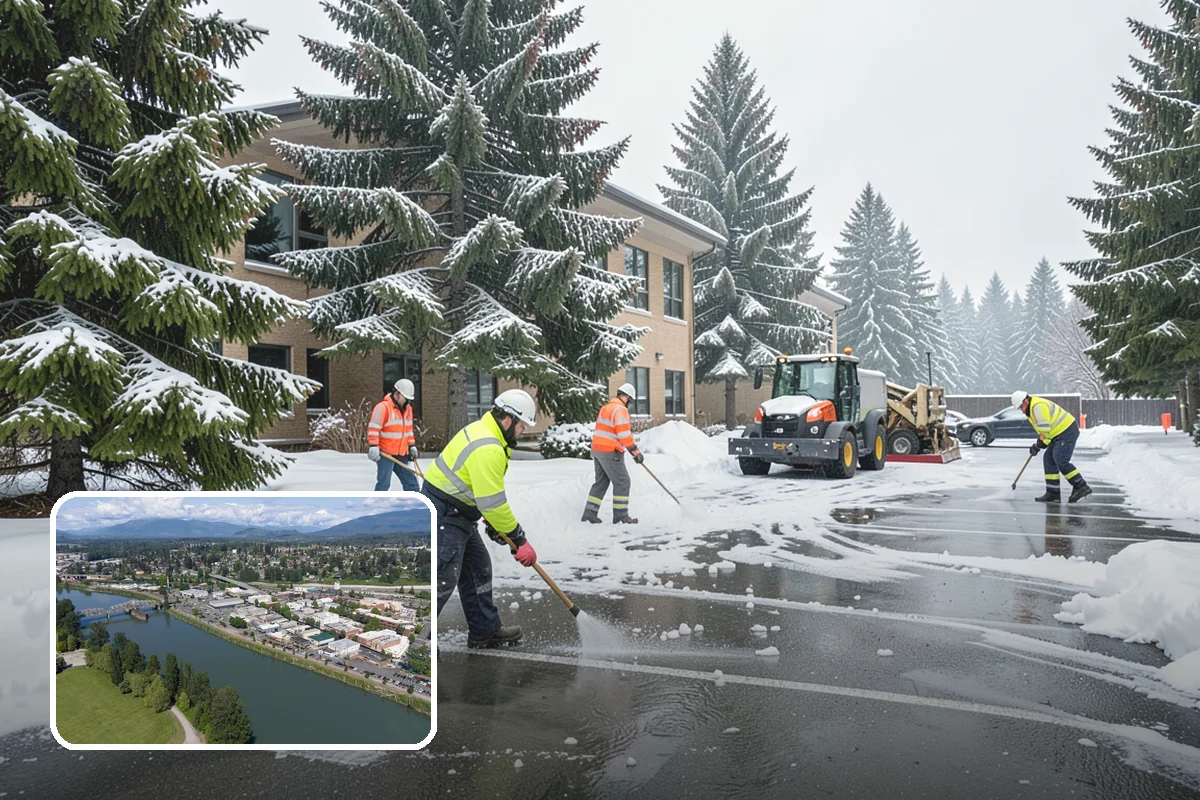 Warehouse Snow Removal in Mount Vernon, Skagit County, WA - Open dock doors and trailer staging areas