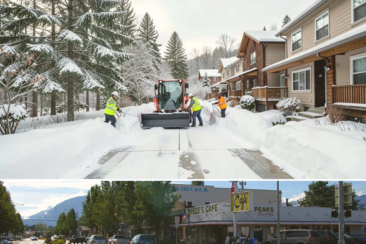 Warehouse Snow Removal in North Bend, King County, WA - Warehouses face peak risk during December and January cold snaps when wet snow compacts quickly under continuous trailer traffic.