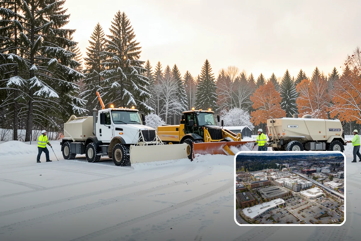 Warehouse Snow Removal in Redmond, King County, WA - Open dock doors and trailer staging areas