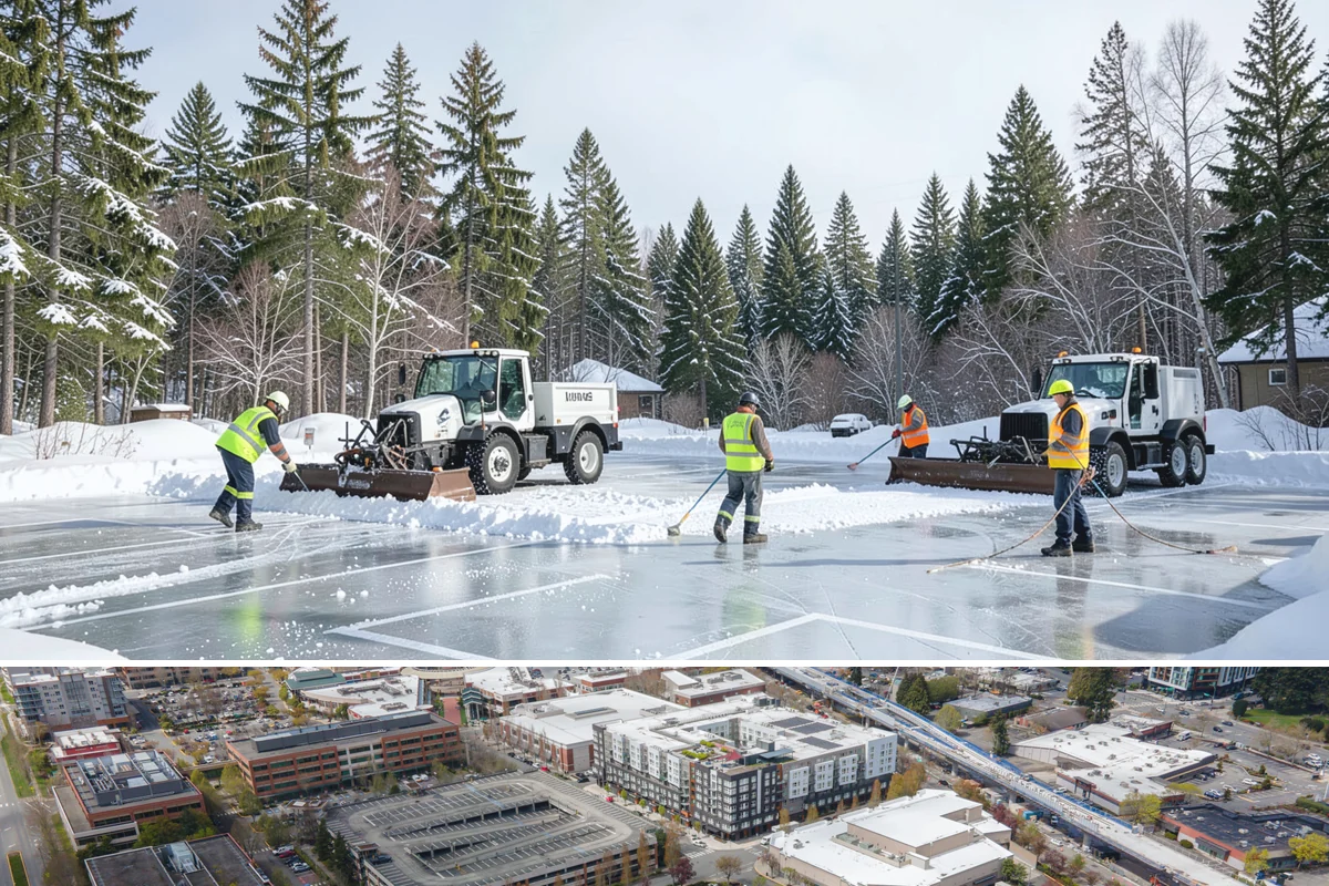 Warehouse Snow Removal in Redmond, King County, WA - Warehouses face peak risk during December and January cold snaps when wet snow compacts quickly under continuous trailer traffic.