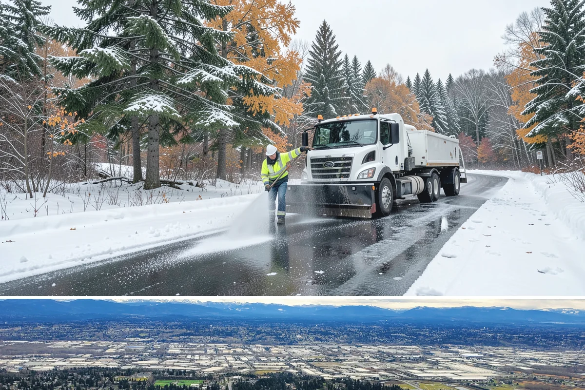 Warehouse Snow Removal in SeaTac, King County, WA - Warehouses face peak risk during December and January cold snaps when wet snow compacts quickly under continuous trailer traffic.
