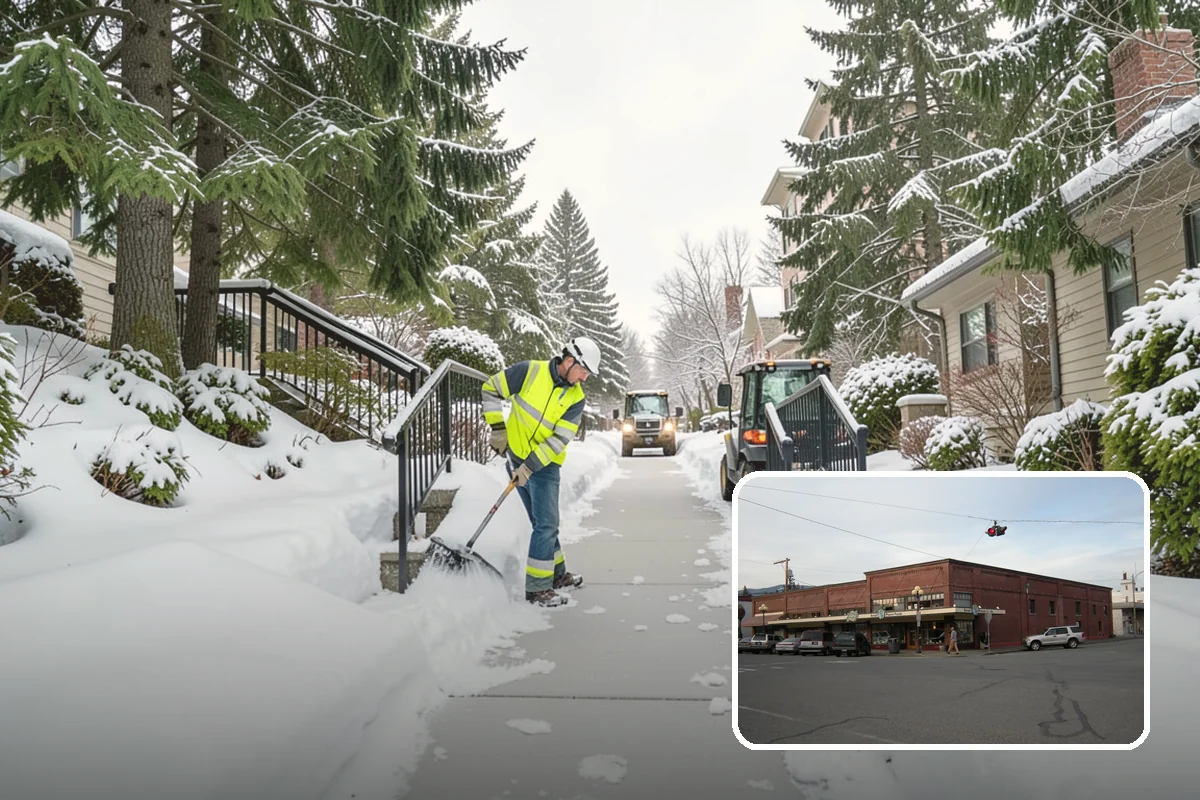 Warehouse Snow Removal in Sedro-Woolley, Skagit County, WA - Open dock doors and trailer staging areas