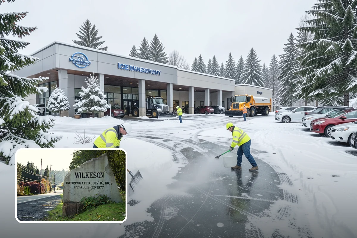 Warehouse Snow Removal in Wilkeson, Pierce County, WA - Open dock doors and trailer staging areas