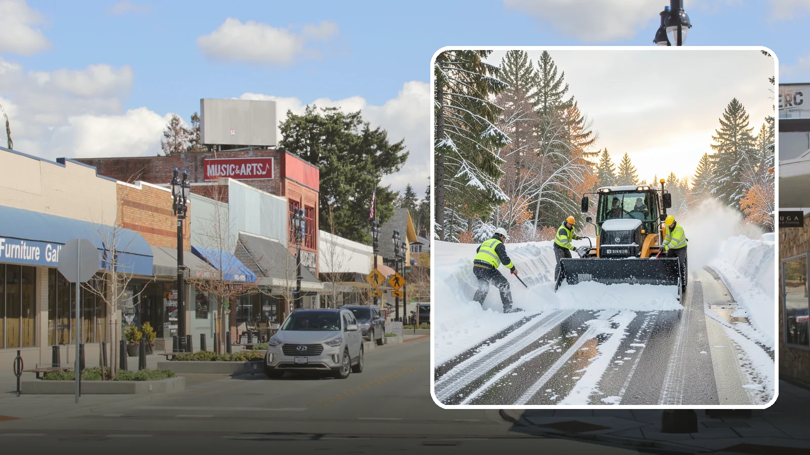 Wet Snow Removal in Bothell, King County, WA - We clear the heavy, water-laden snow typical of Western Washington before it compacts into stubborn ice.