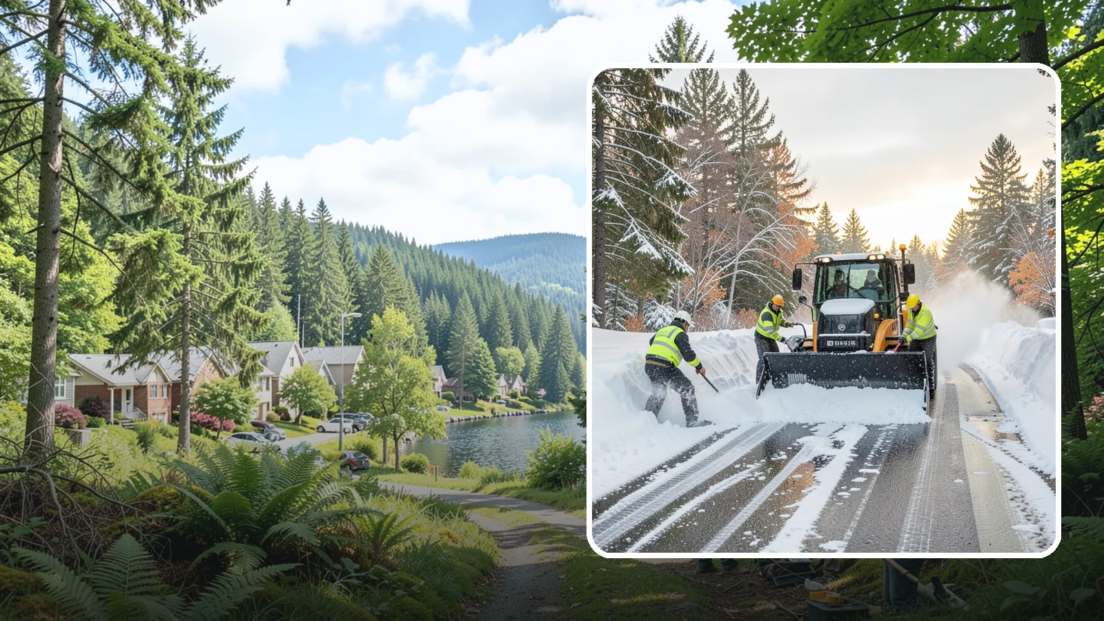 Wet Snow Removal in Lake Forest Park, King County, WA - We clear the heavy, water-laden snow typical of Western Washington before it compacts into stubborn ice.