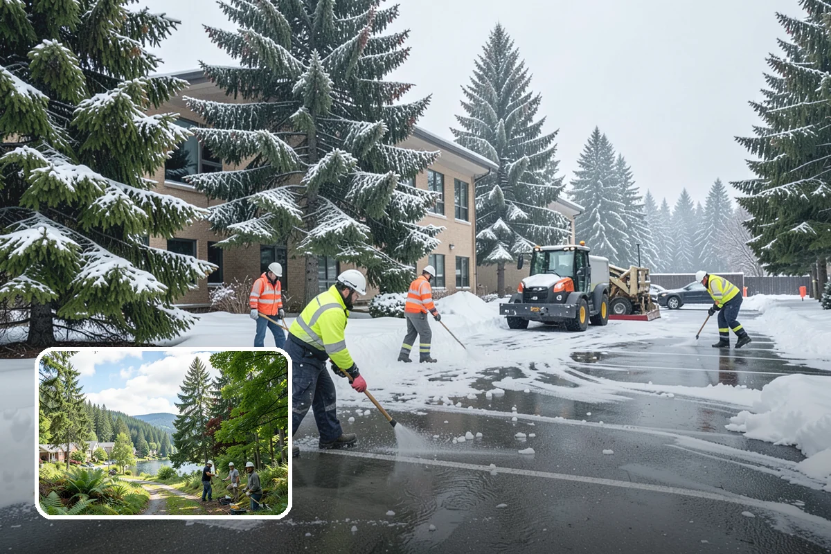 Wet Snow Removal in Lake Forest Park, King County, WA - Equipment tuned for the dense, water-heavy snow our region actually gets