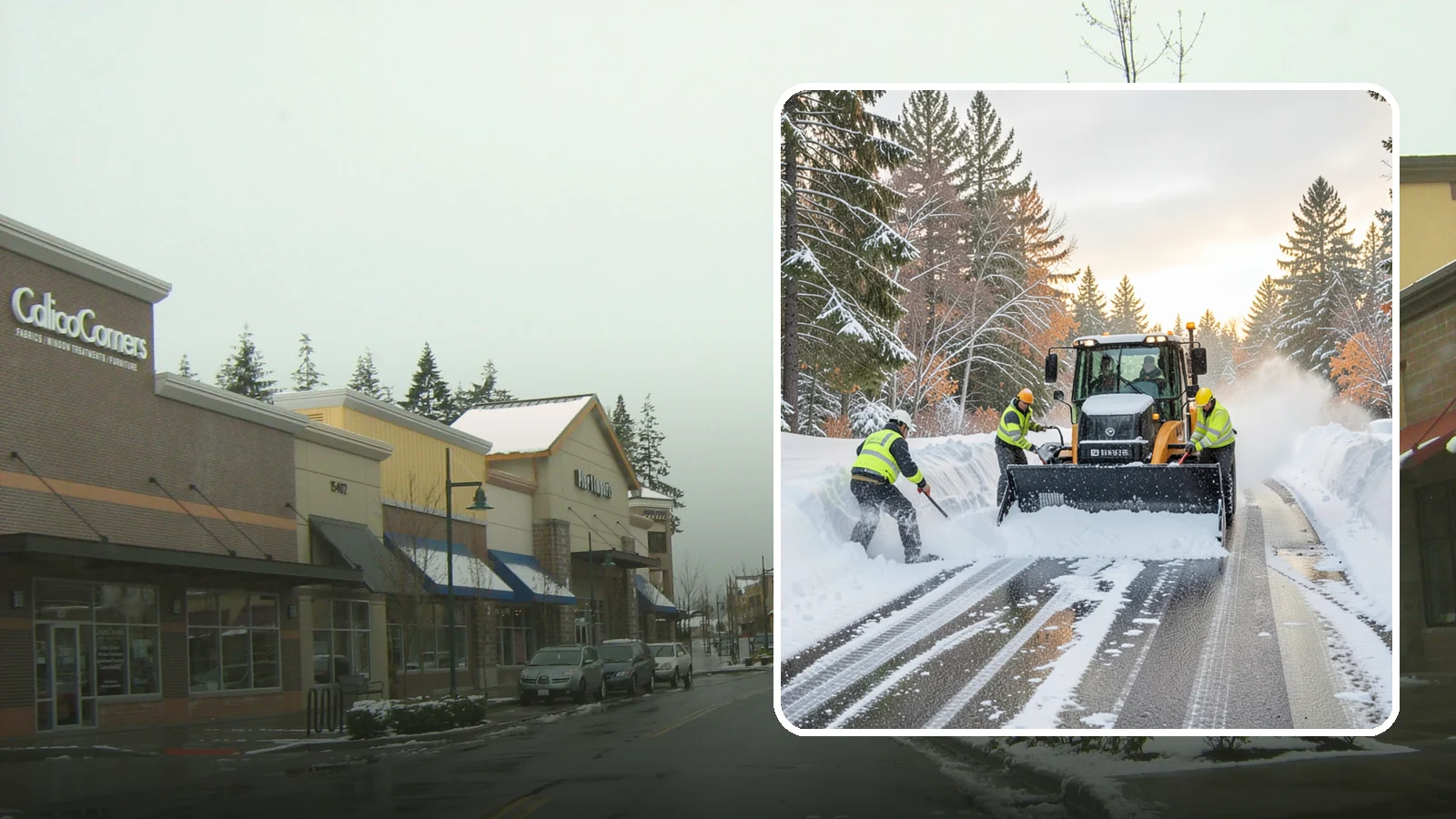 Wet Snow Removal in Mill Creek, Snohomish County, WA - We clear the heavy, water-laden snow typical of Western Washington before it compacts into stubborn ice.