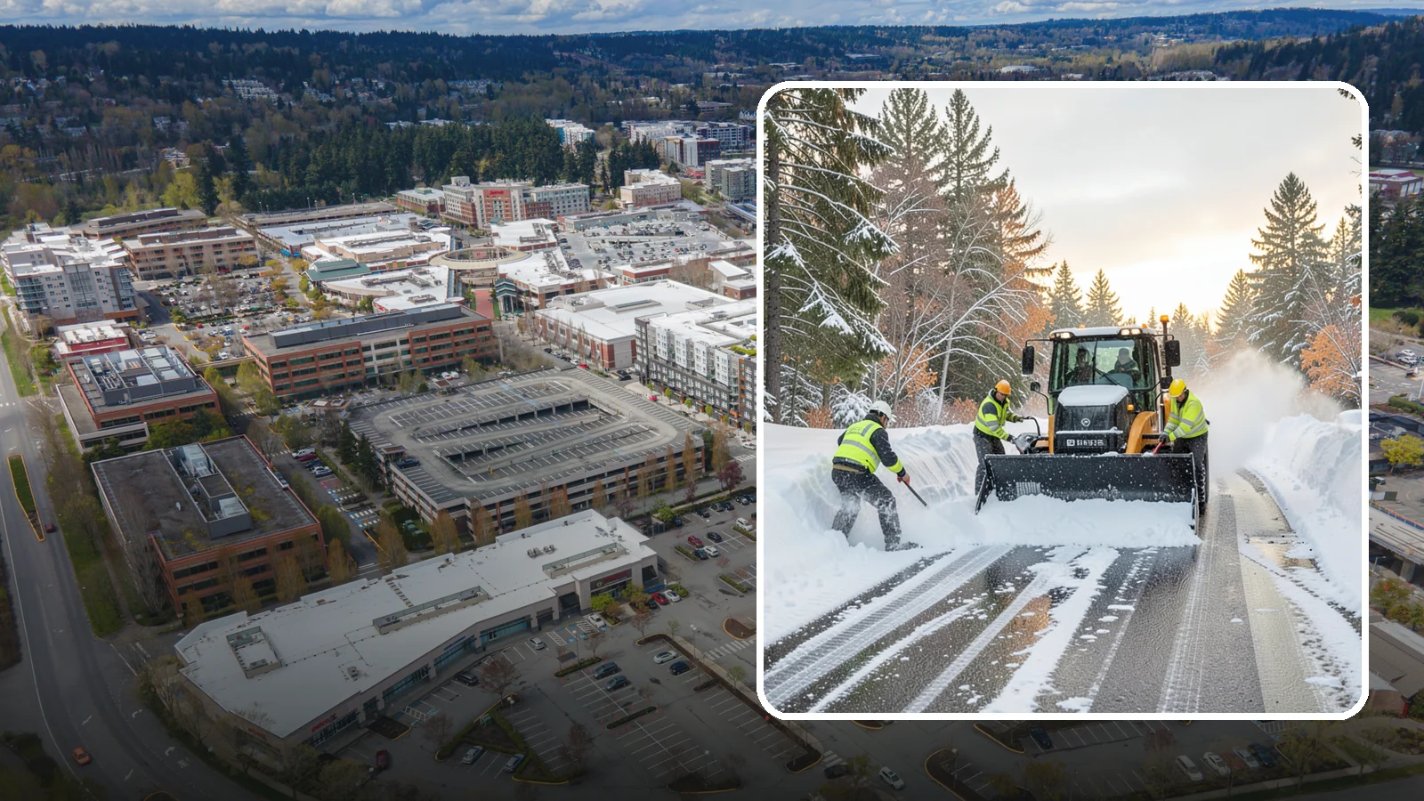 Wet Snow Removal in Redmond, King County, WA - We clear the heavy, water-laden snow typical of Western Washington before it compacts into stubborn ice.