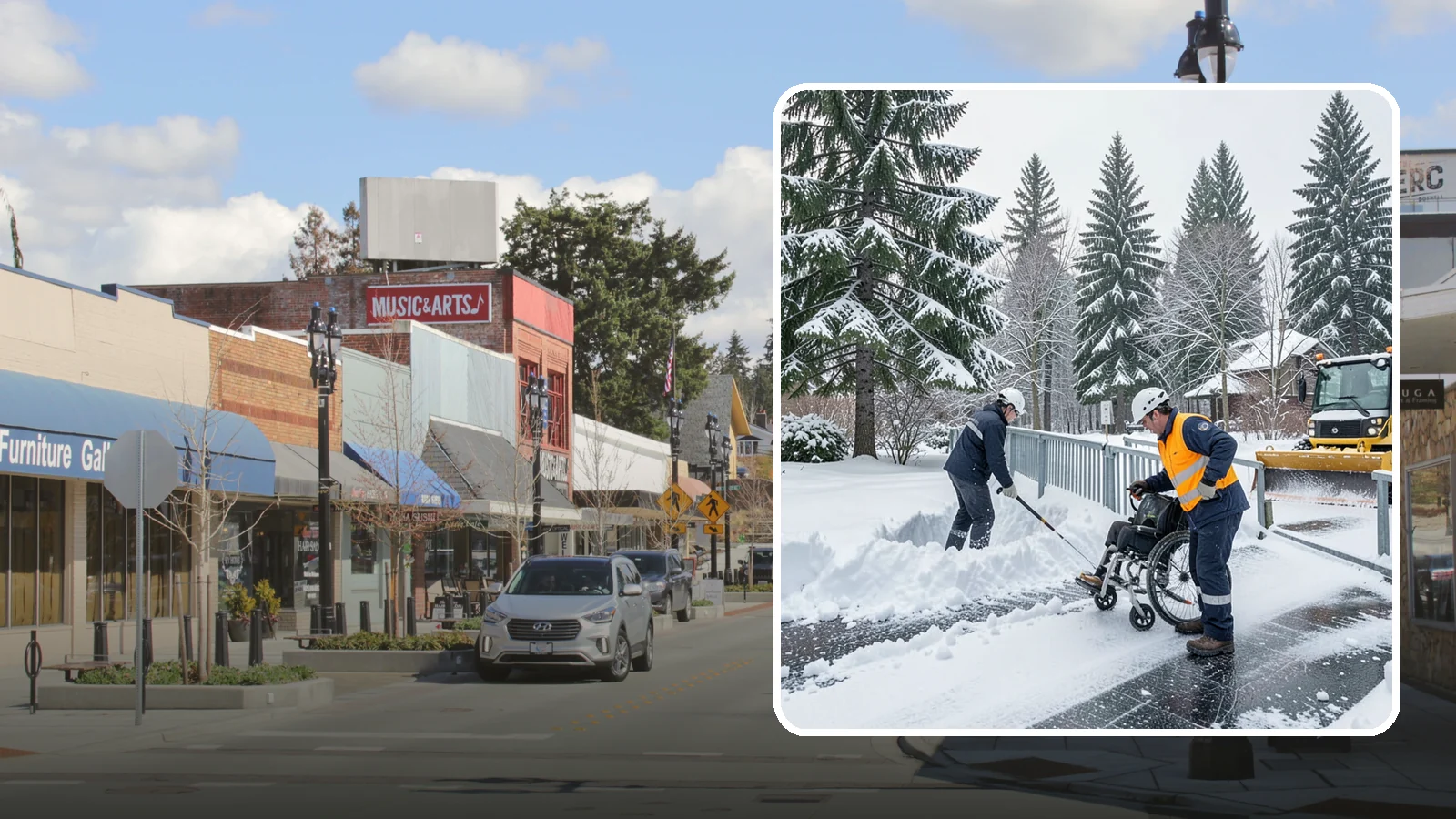 Wheelchair Ramp Snow Removal in Bothell, King County, WA - We clear wheelchair ramps to full width and treat them for traction so they stay safely usable in Western Washington winters.