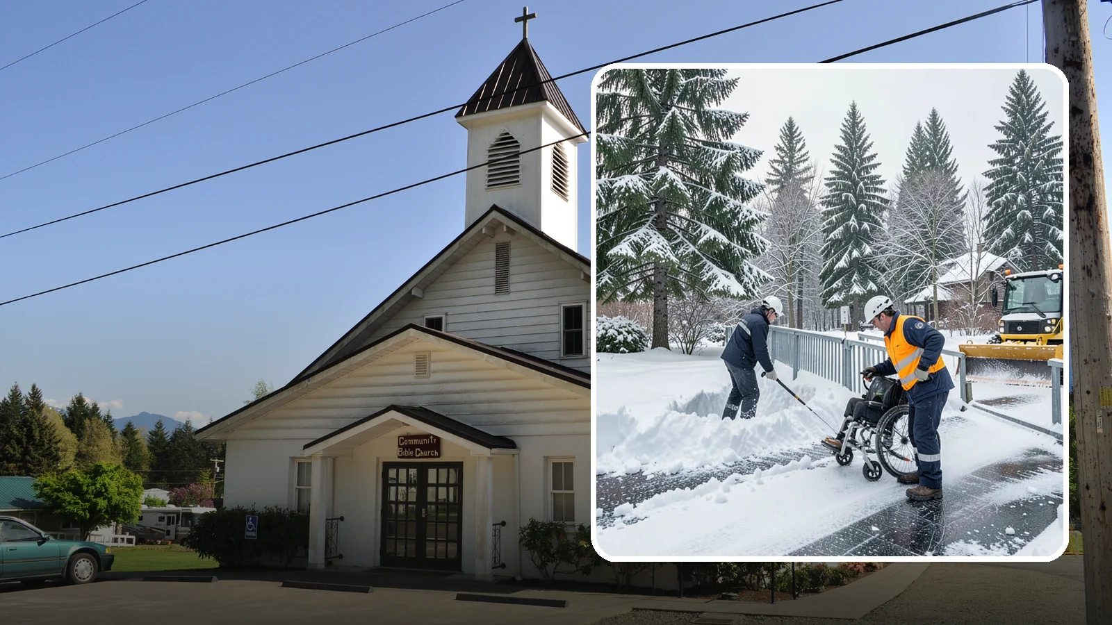 Wheelchair Ramp Snow Removal in Concrete, Skagit County, WA - We clear wheelchair ramps to full width and treat them for traction so they stay safely usable in Western Washington winters.