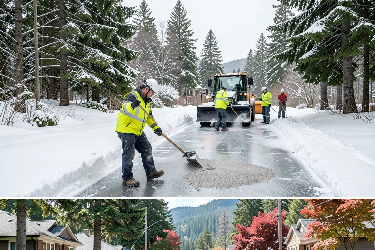 Wheelchair Ramp Snow Removal in Hunts Point, King County, WA - Serviced first after each snowfall through the winter months when shaded ramps ice quickly.