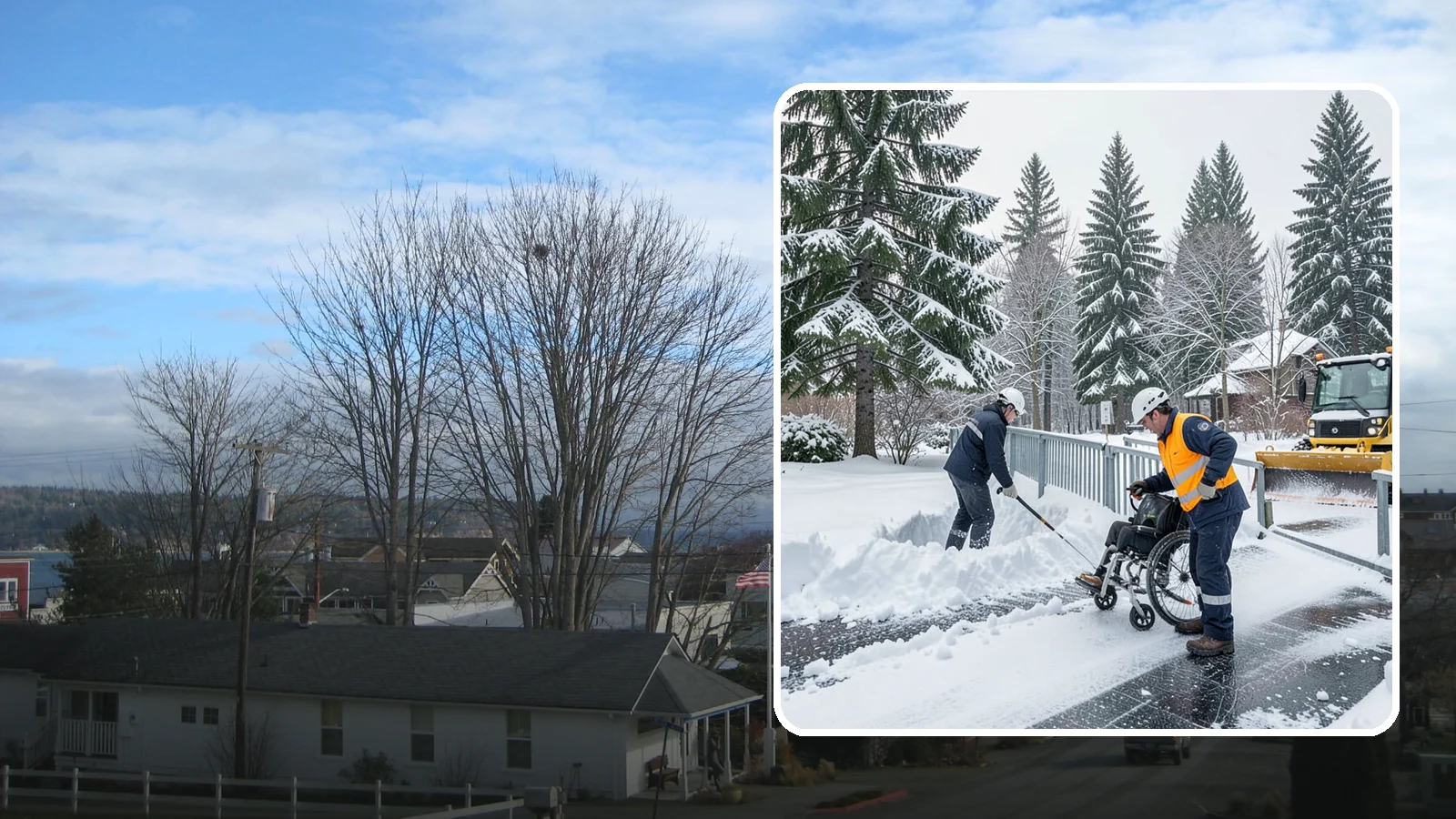 Wheelchair Ramp Snow Removal in Langley, Island County, WA - We clear wheelchair ramps to full width and treat them for traction so they stay safely usable in Western Washington winters.