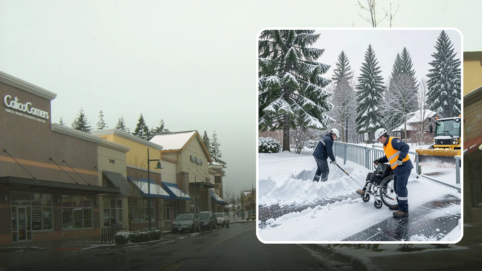 Wheelchair Ramp Snow Removal in Mill Creek, Snohomish County, WA - We clear wheelchair ramps to full width and treat them for traction so they stay safely usable in Western Washington winters.