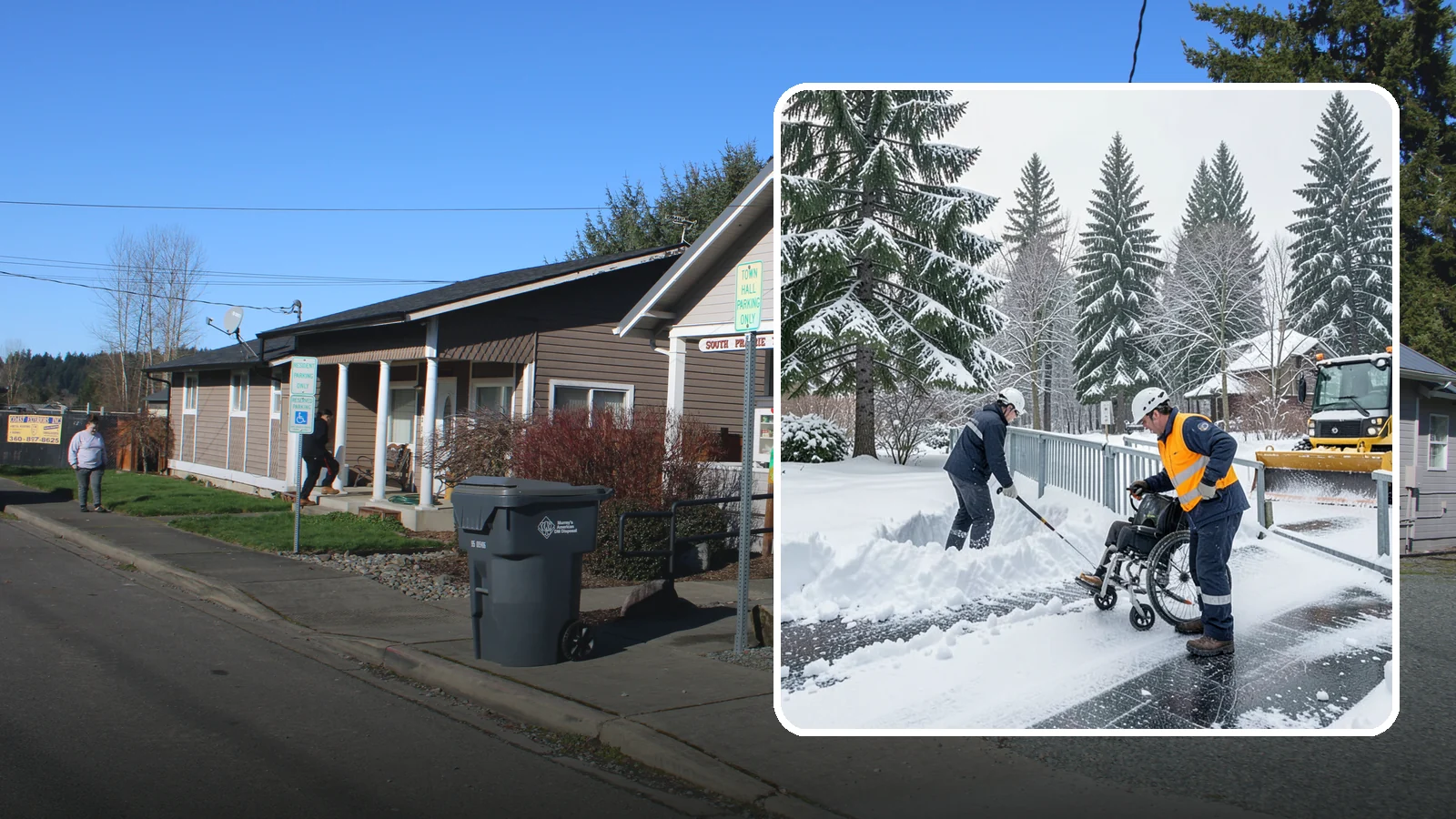 Wheelchair Ramp Snow Removal in South Prairie, Pierce County, WA - We clear wheelchair ramps to full width and treat them for traction so they stay safely usable in Western Washington winters.