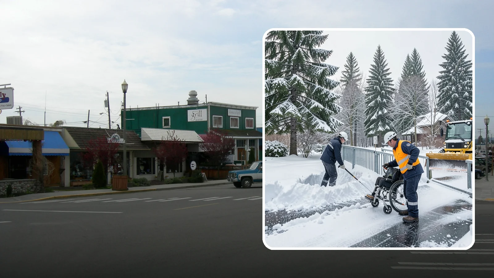 Wheelchair Ramp Snow Removal in Stanwood, Snohomish County, WA - We clear wheelchair ramps to full width and treat them for traction so they stay safely usable in Western Washington winters.