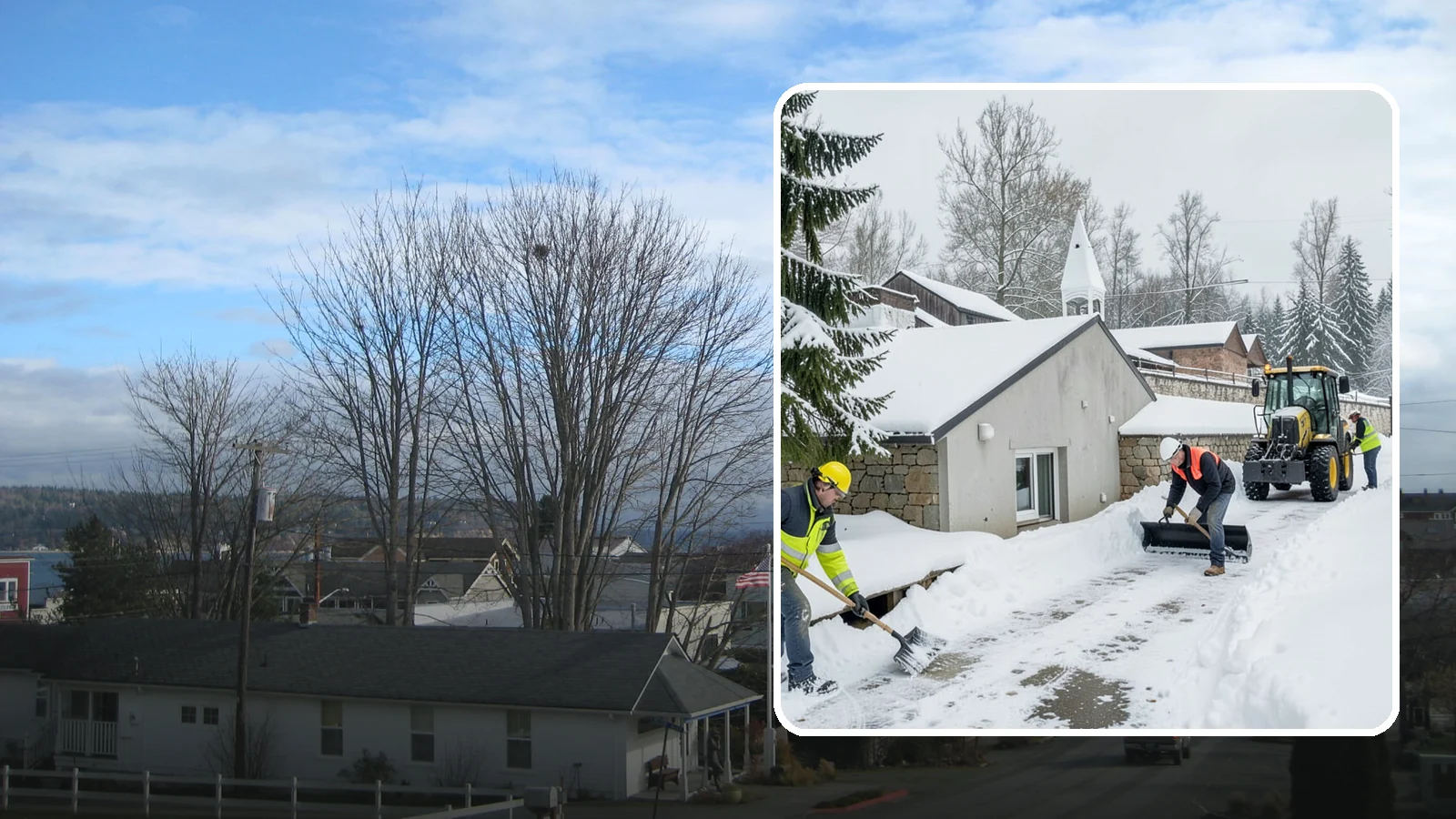 Window Well Snow Clearing in Langley, Island County, WA - We clear snow and slush from basement window wells to protect egress, prevent leaks, and keep daylight reaching lower levels.