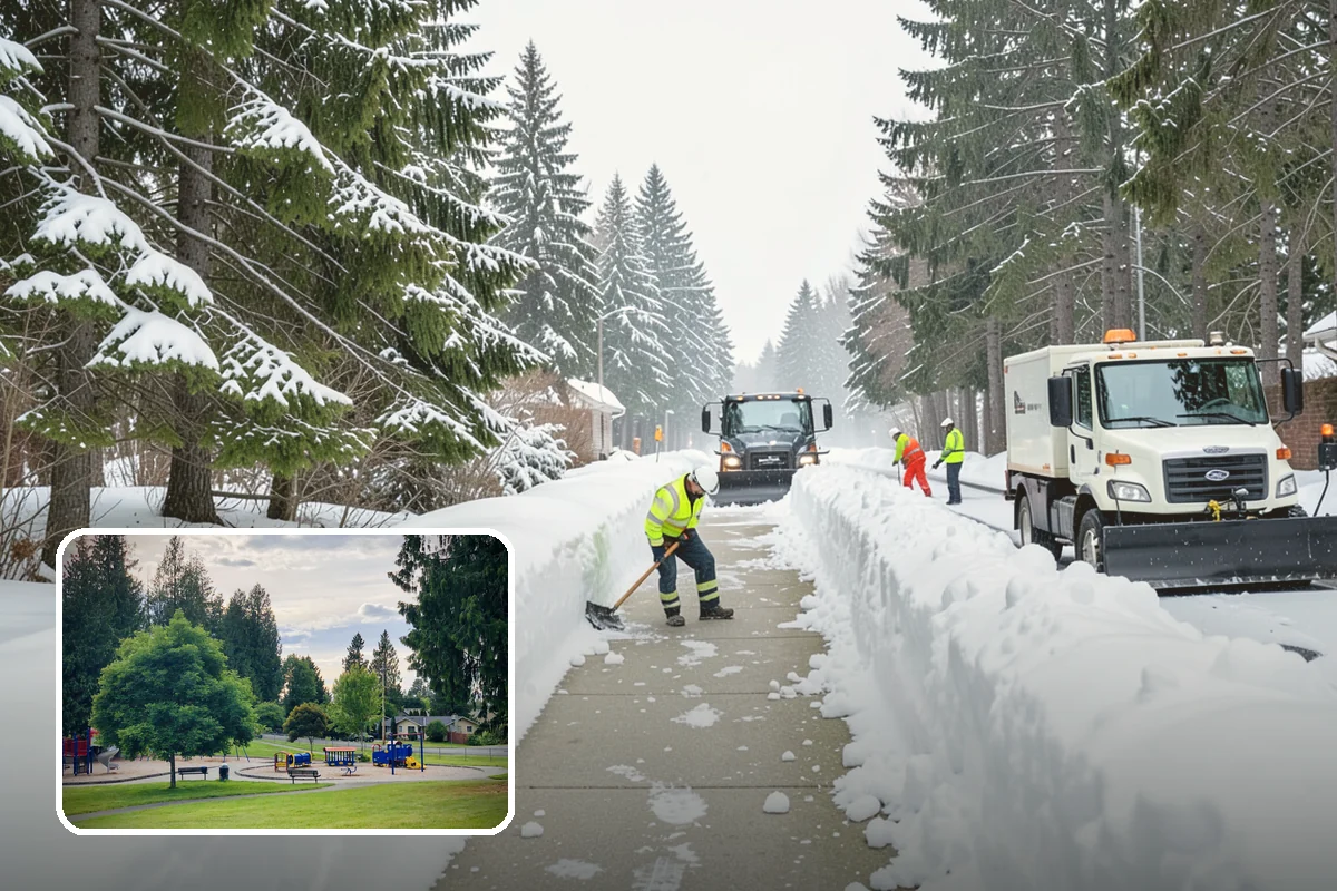 Winter Emergency Response in Bonney Lake, Pierce County, WA - Coordinated plowing, shoveling, and deicing in one response