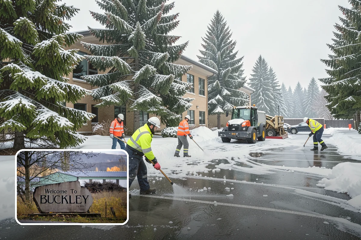 Winter Emergency Response in Buckley, Pierce County, WA - Coordinated plowing, shoveling, and deicing in one response